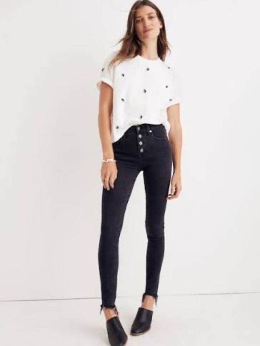 Madewell 9” High Rise Skinny Jeans Berkeley Wash Button Fly Distressed Cuff Size